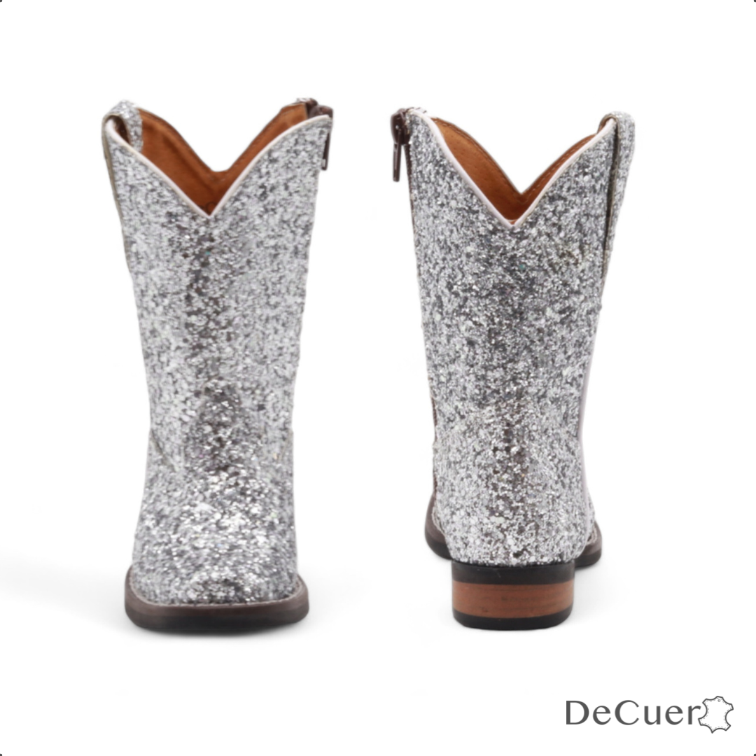 Annie Kids Silver Glitter Leather Boots