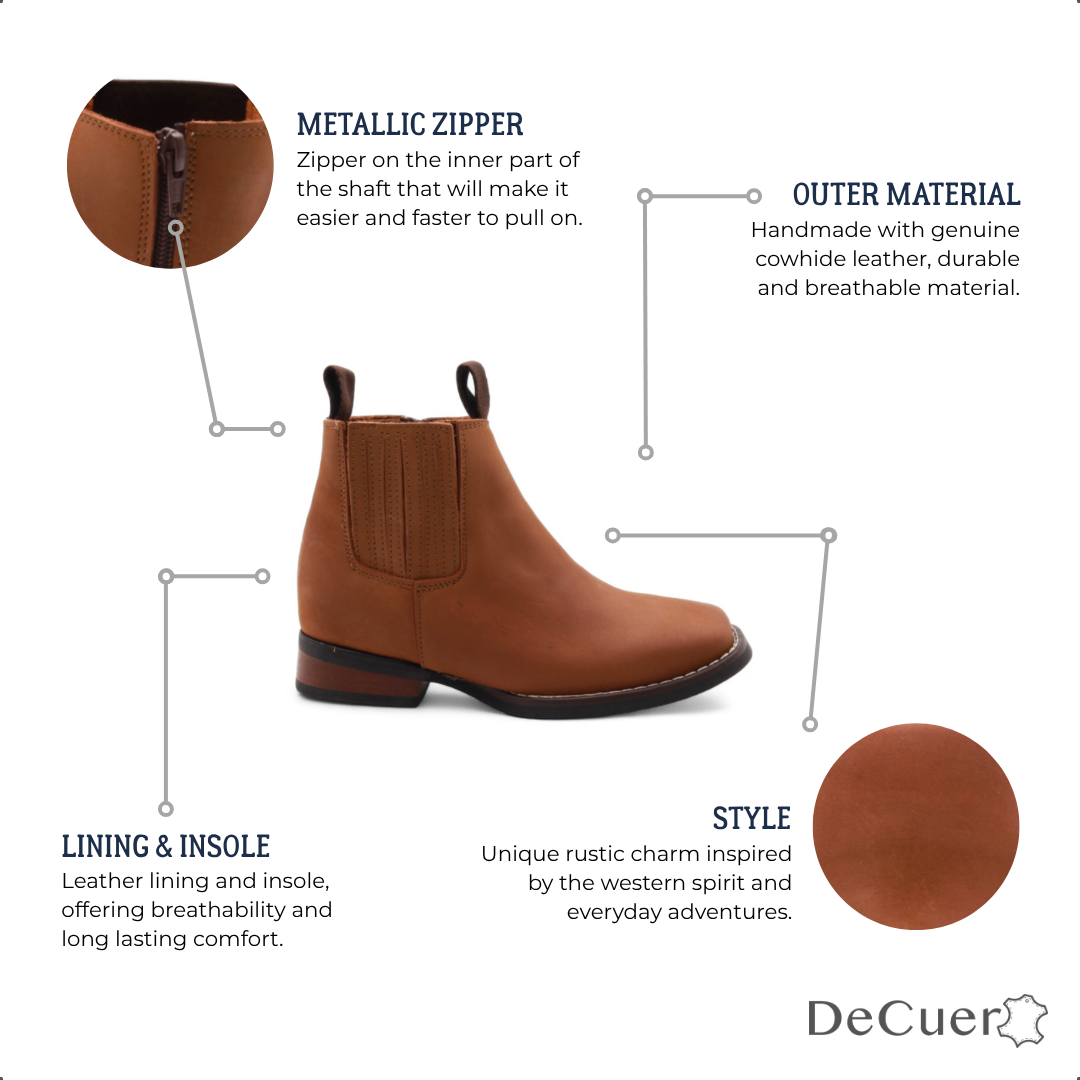 Evan Juniors Camel Leather Short Boots