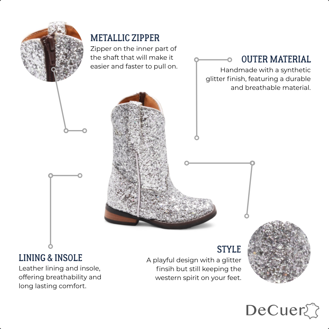 Annie Kids Silver Glitter Leather Boots