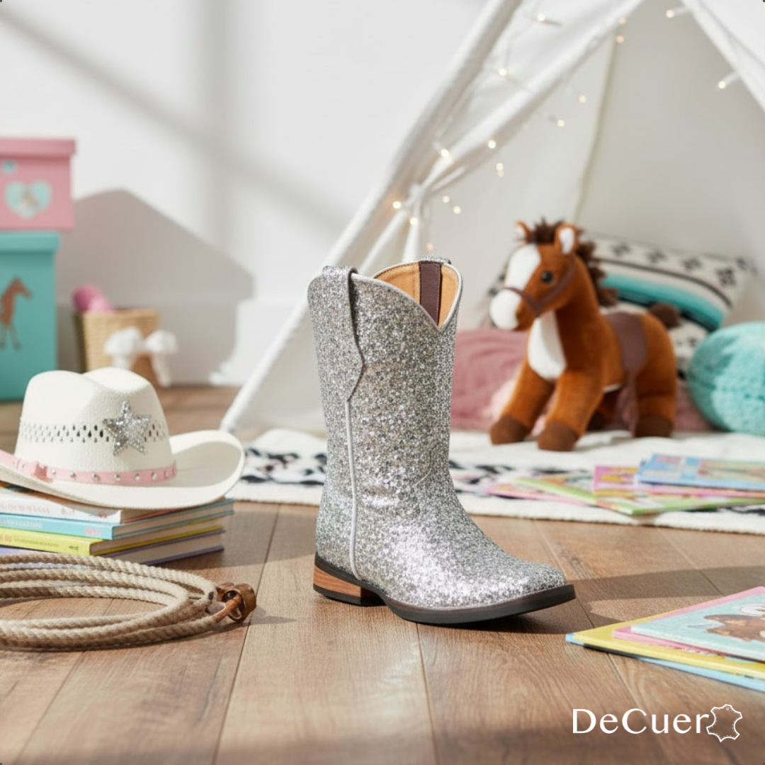 Annie Kids Silver Glitter Leather Boots
