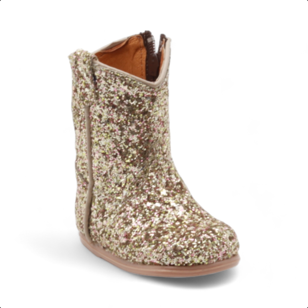 Annie Baby's Gold Glitter Leather Boots