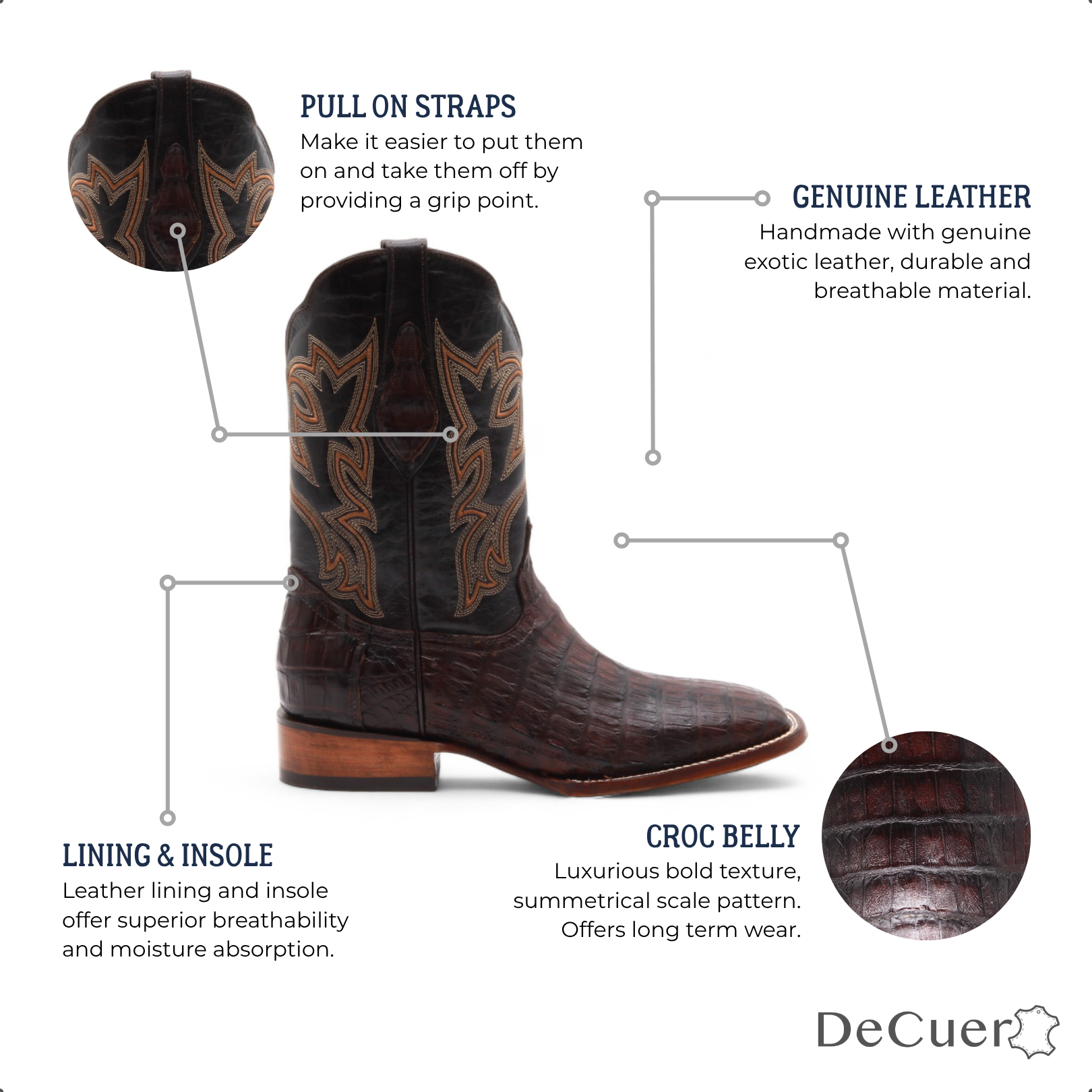 Keaton Men's Brown Croc Belly Exotic Leather Boots