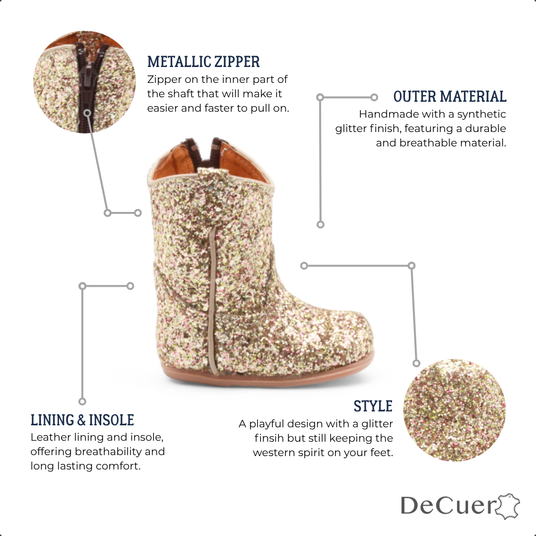 Annie Baby's Gold Glitter Leather Boots