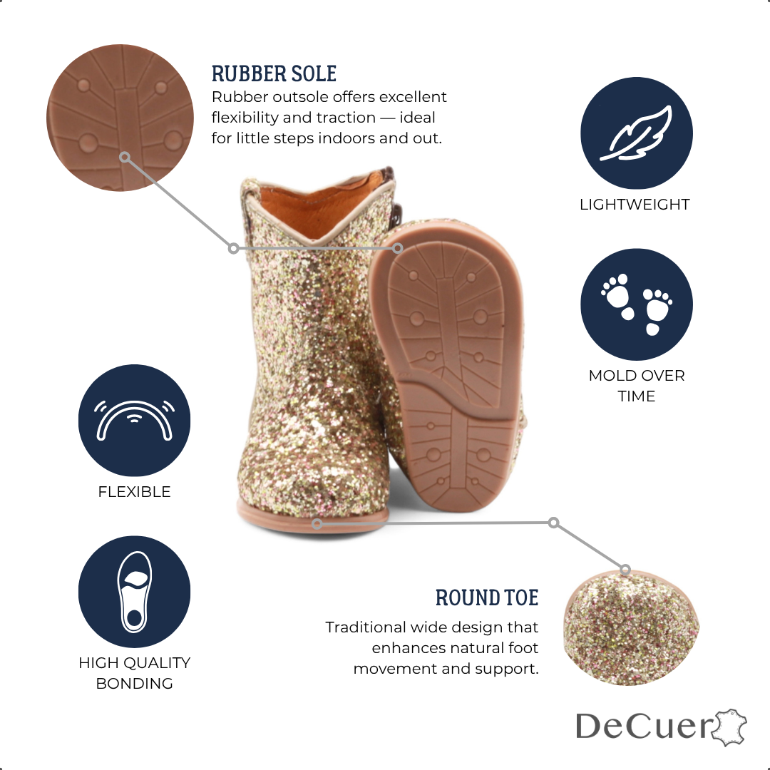 Annie Baby's Gold Glitter Leather Boots