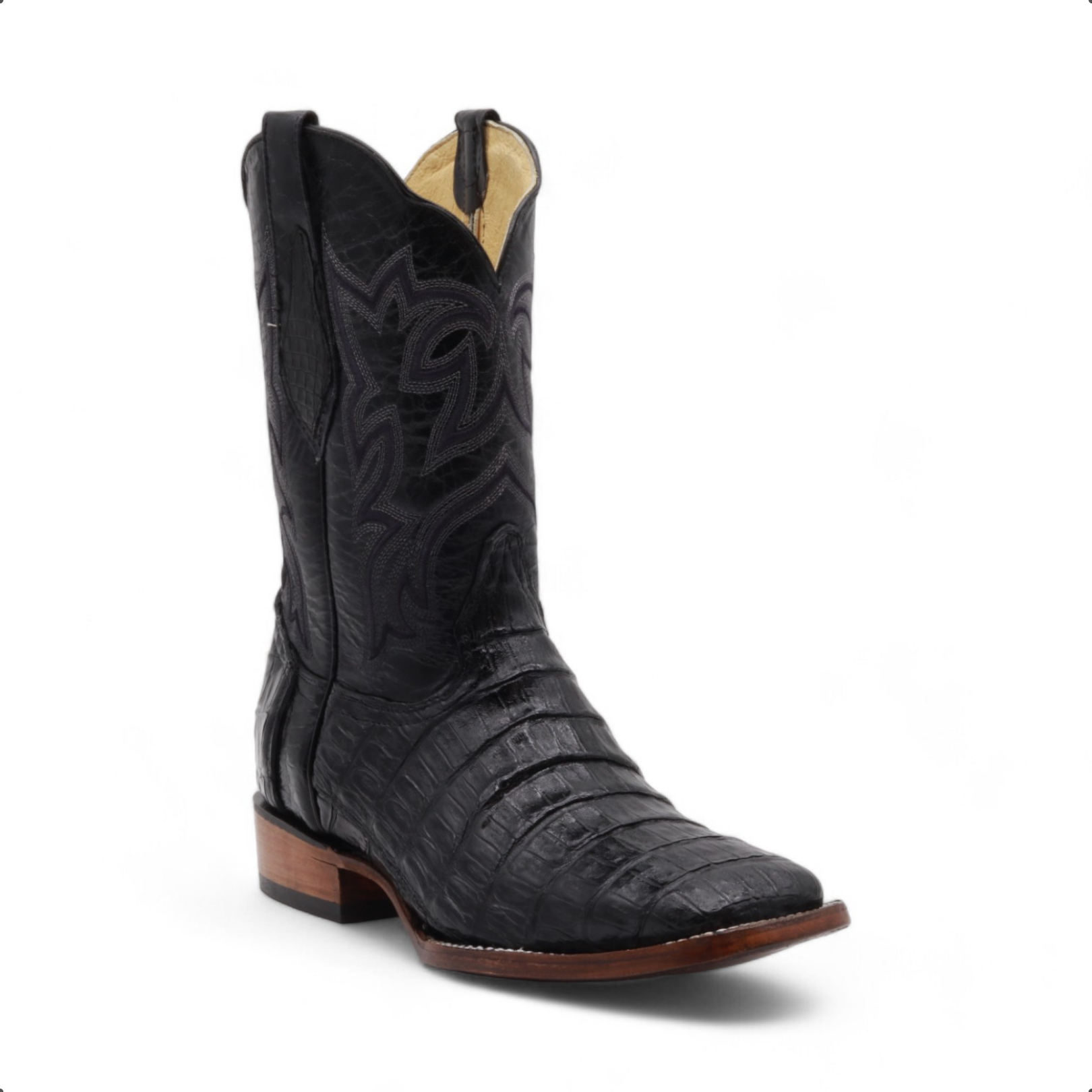 Keaton Men's Black Croc Belly Exotic Leather Boots