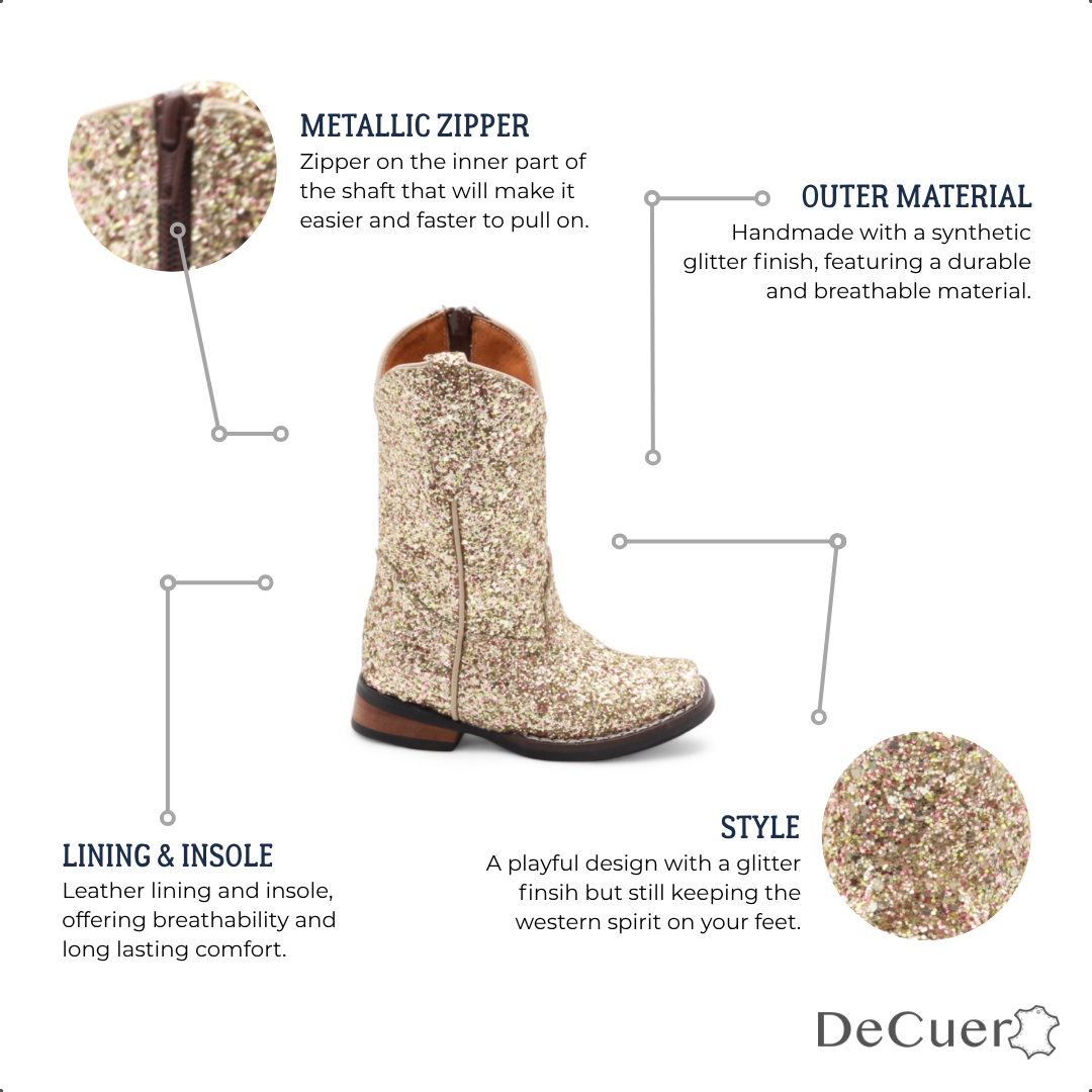 Annie Kids Gold Glitter Leather Boots