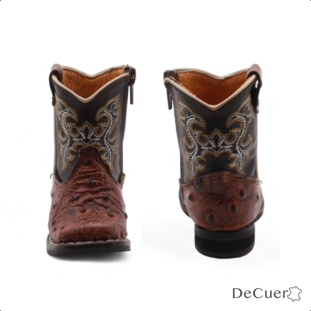 Cedric Baby's Shedron Ostrich Print Leather Boots