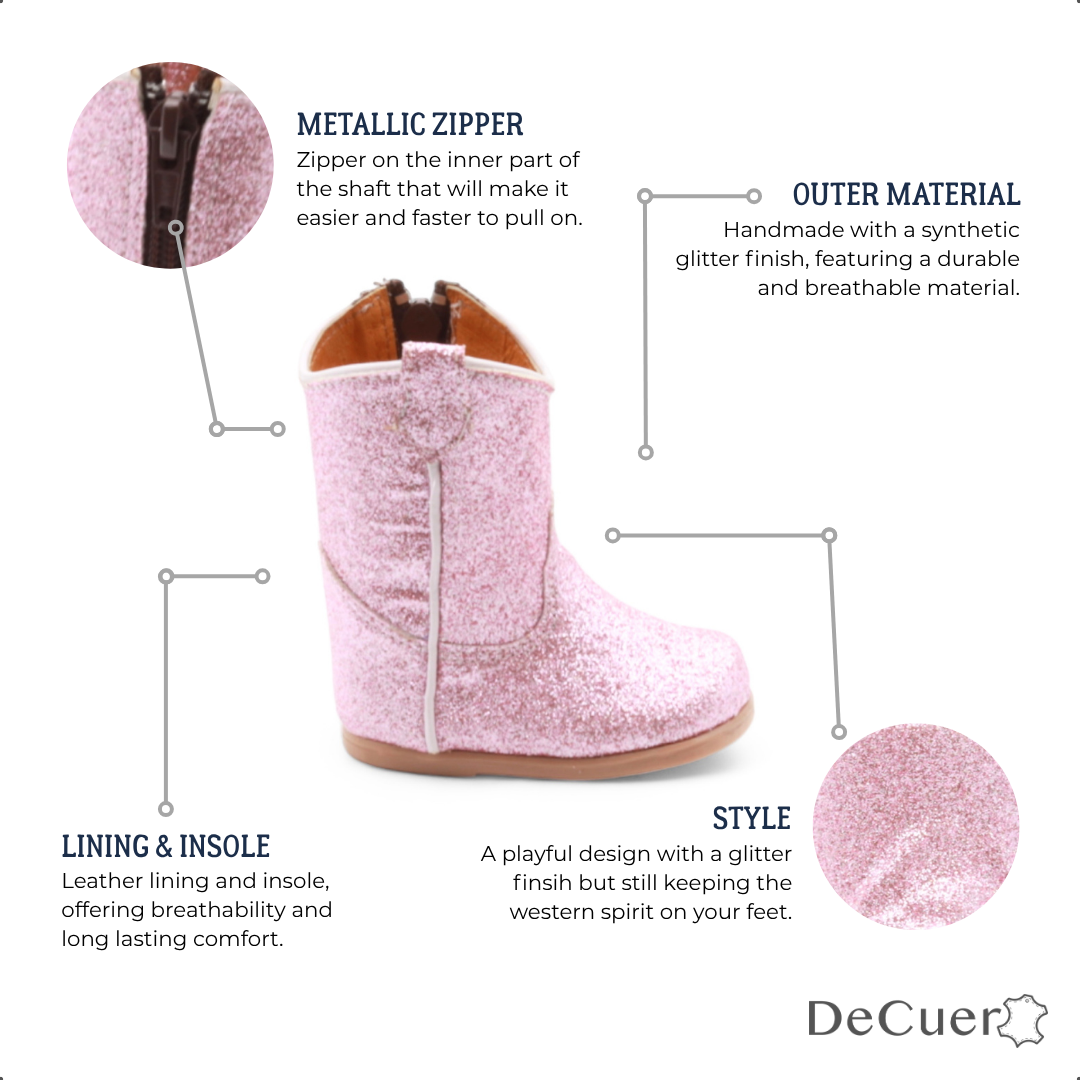 Annie Baby's Pink Glitter Leather Boots