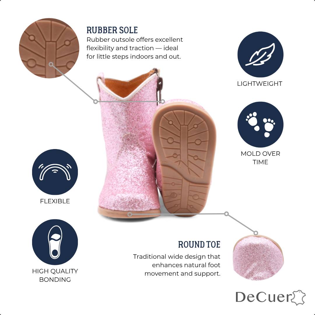Annie Baby's Pink Glitter Leather Boots