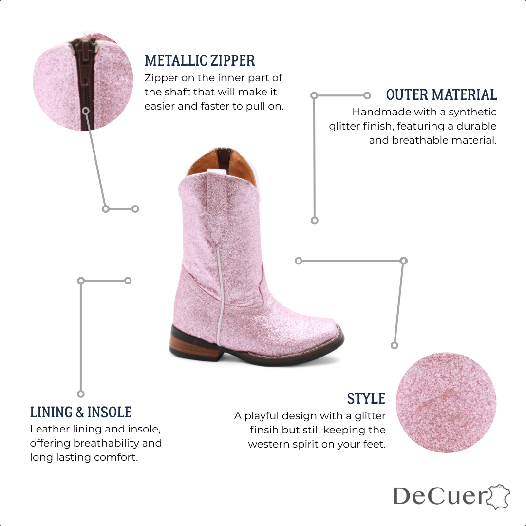 Annie Kids Pink Glitter Leather Boots
