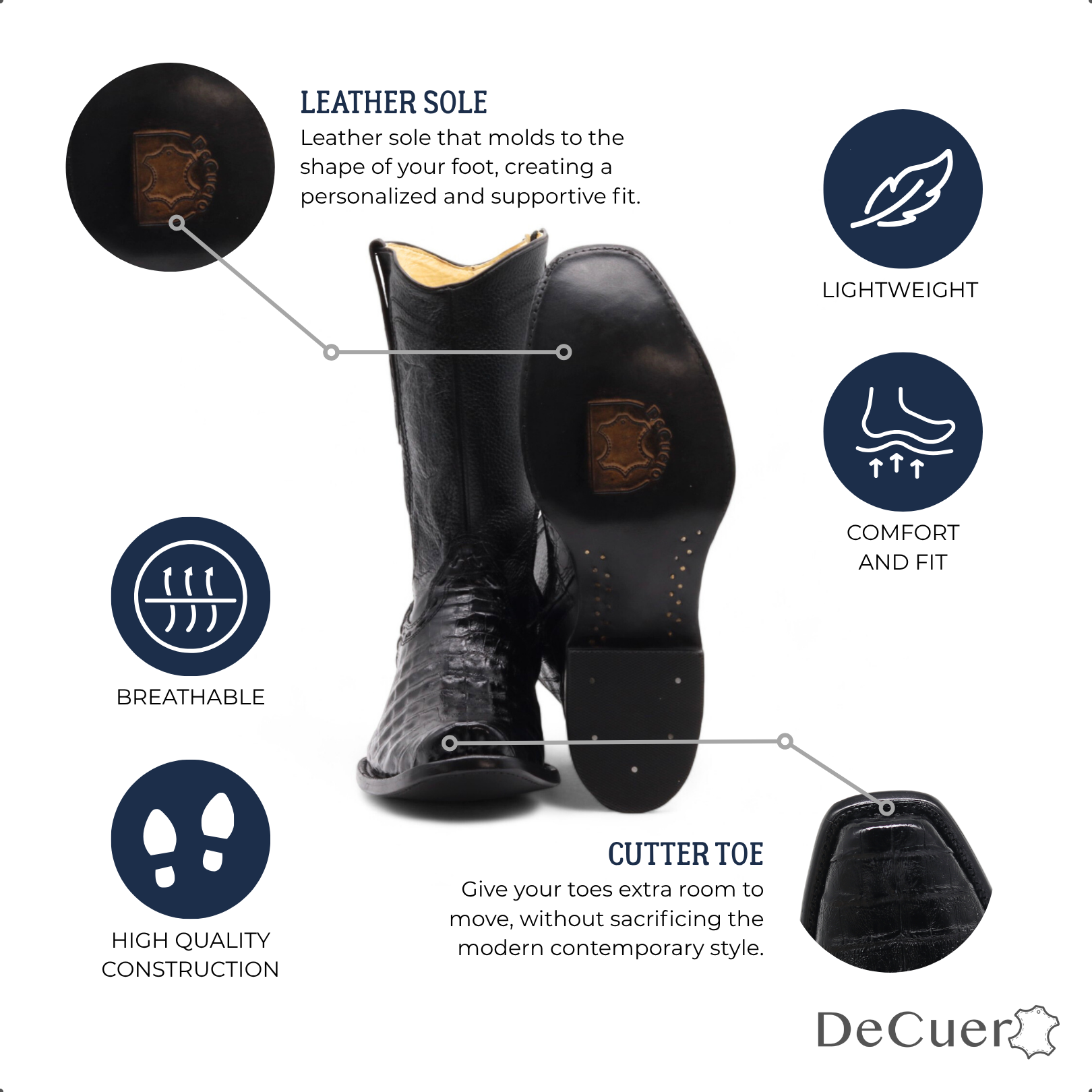 Aleron Men's Black Croc Belly Exotic Leather Boots