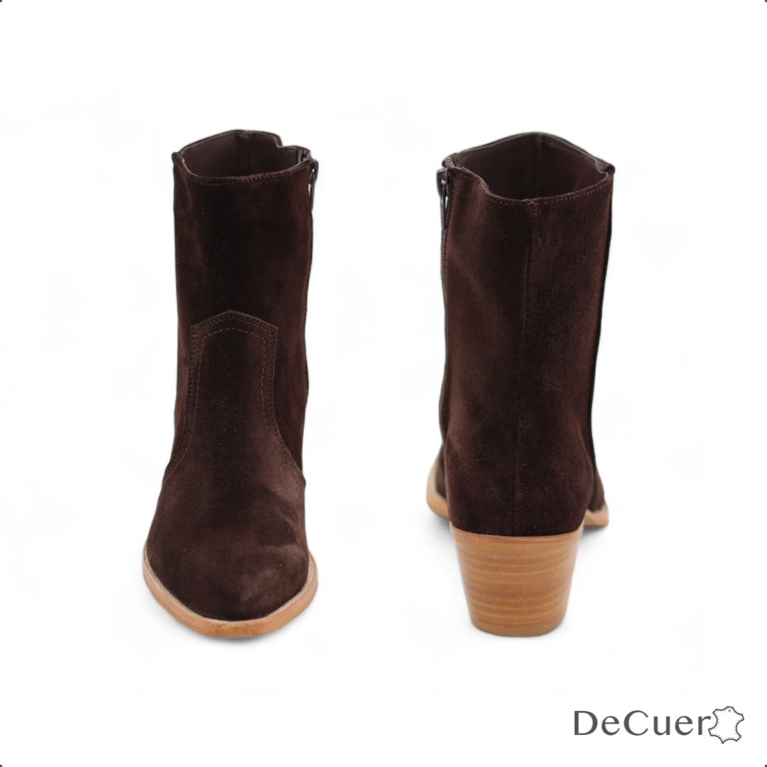 Texana Women's Brown Suede Leather Short Boots