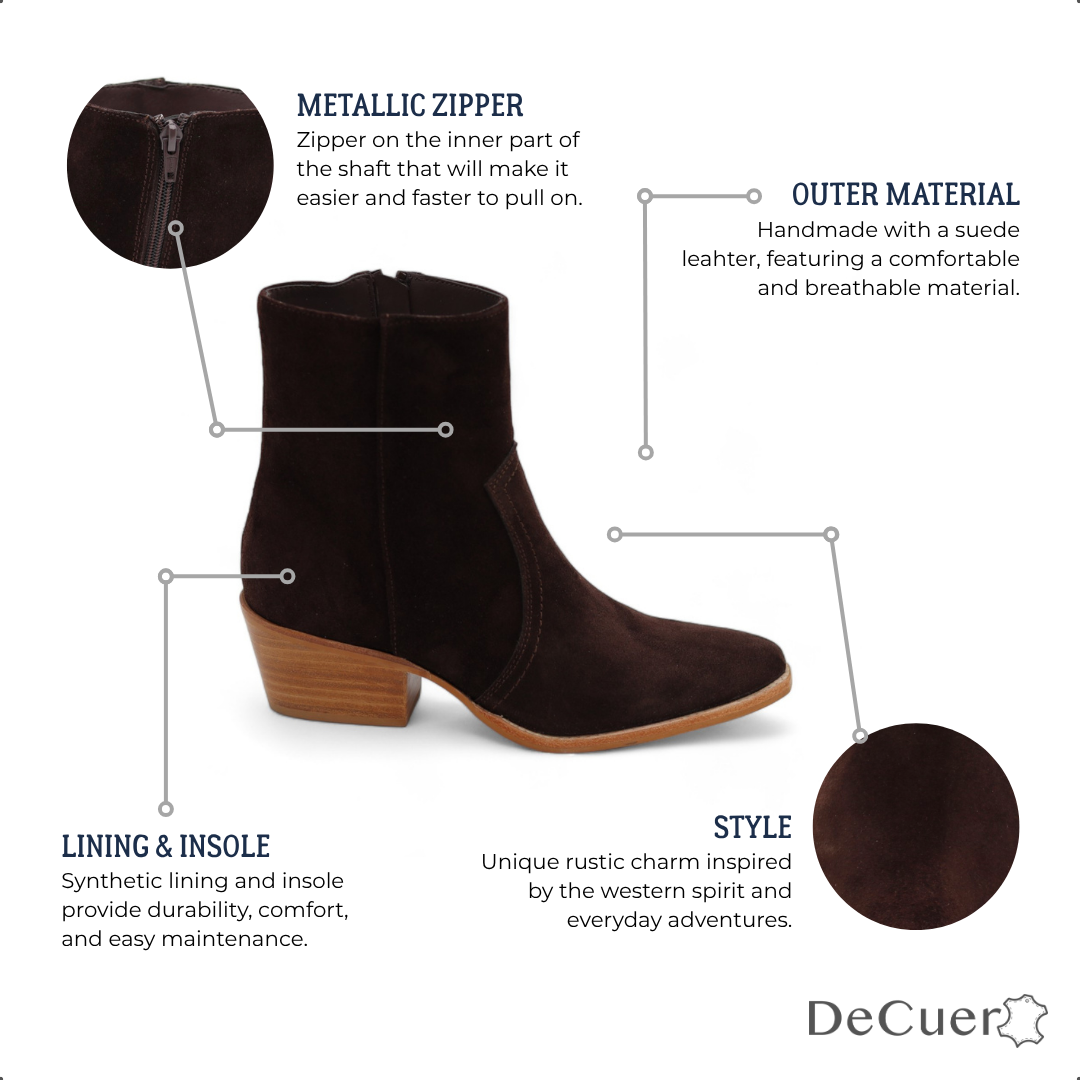 Texana Women's Brown Suede Leather Short Boots