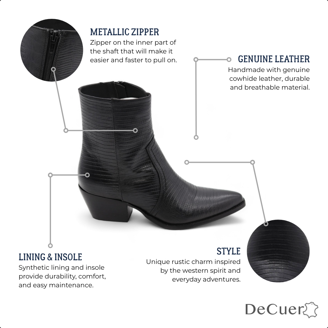 Texana Women's Black Leather Short Boots