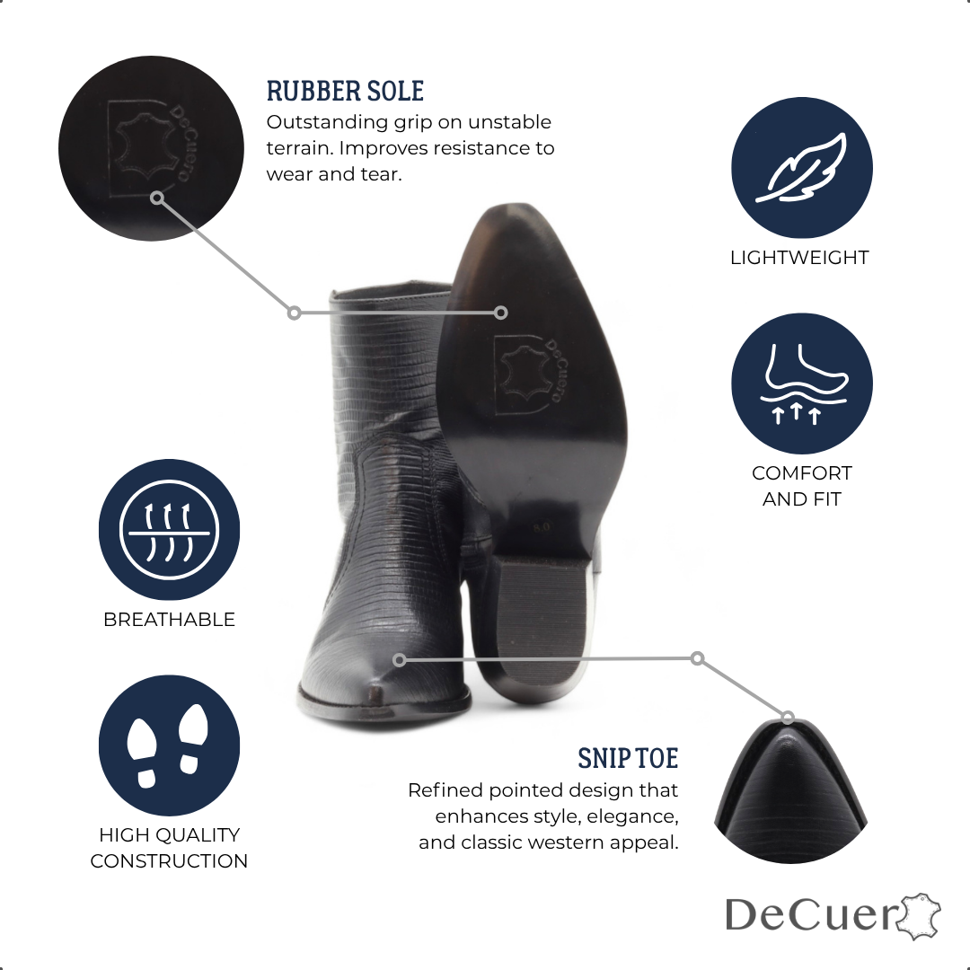 Texana Women's Black Leather Short Boots