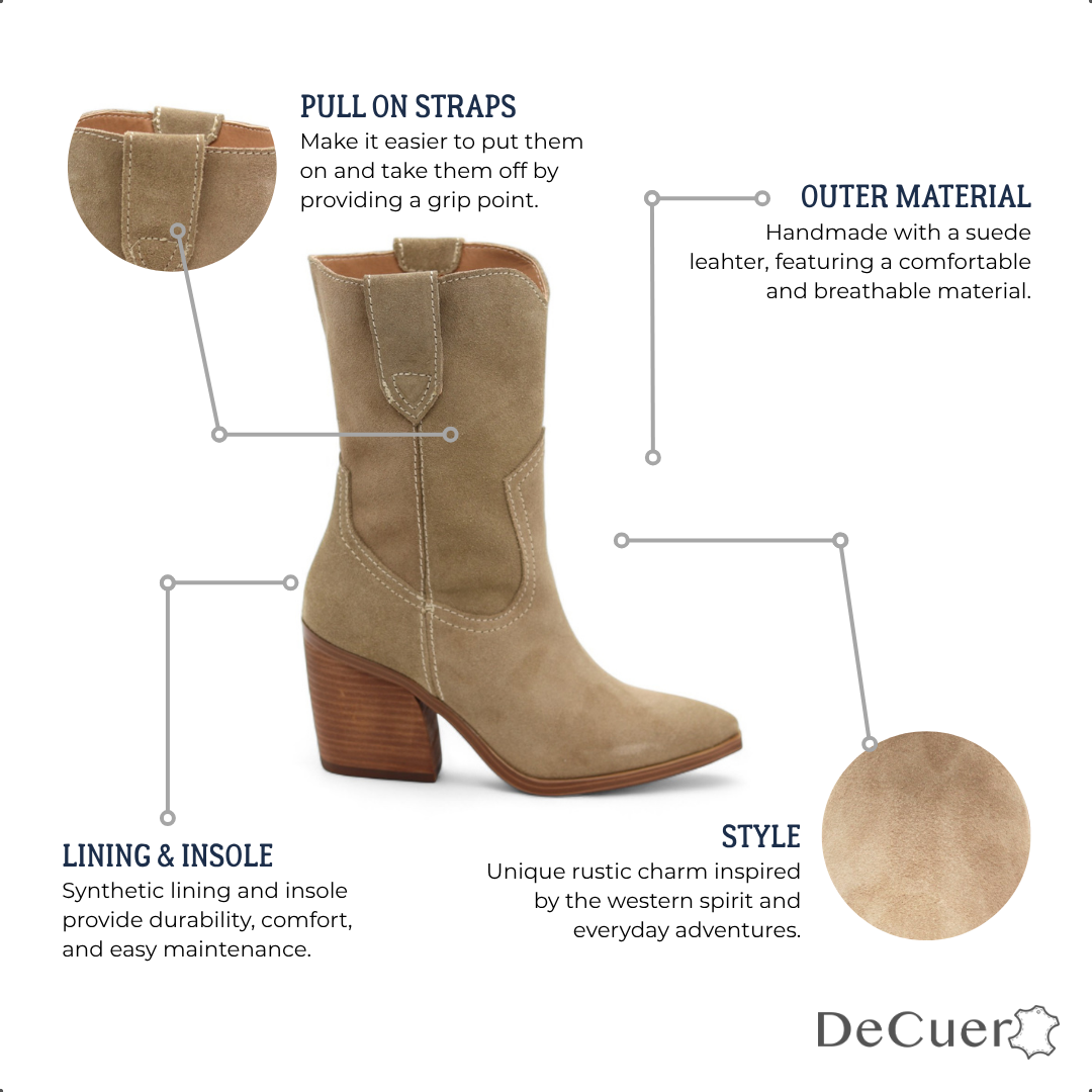 Bufalo Women's Beige Suede Leather Short Boots