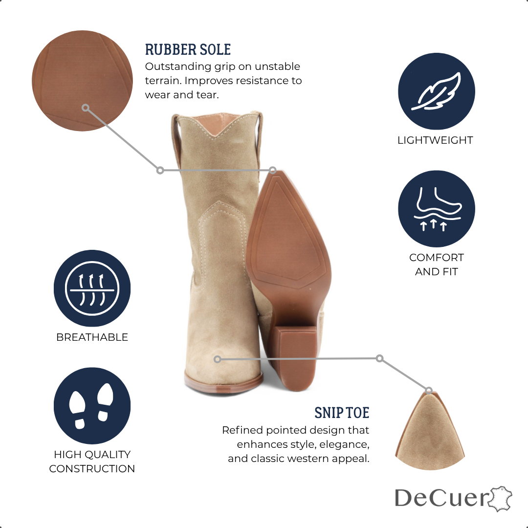 Bufalo Women's Beige Suede Leather Short Boots