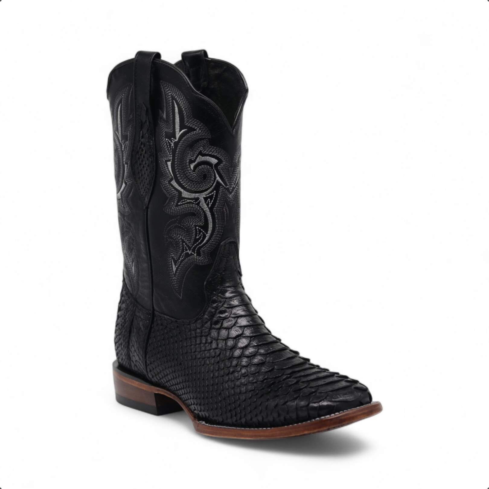 Rocco Men's Black Python Exotic Leather Boots