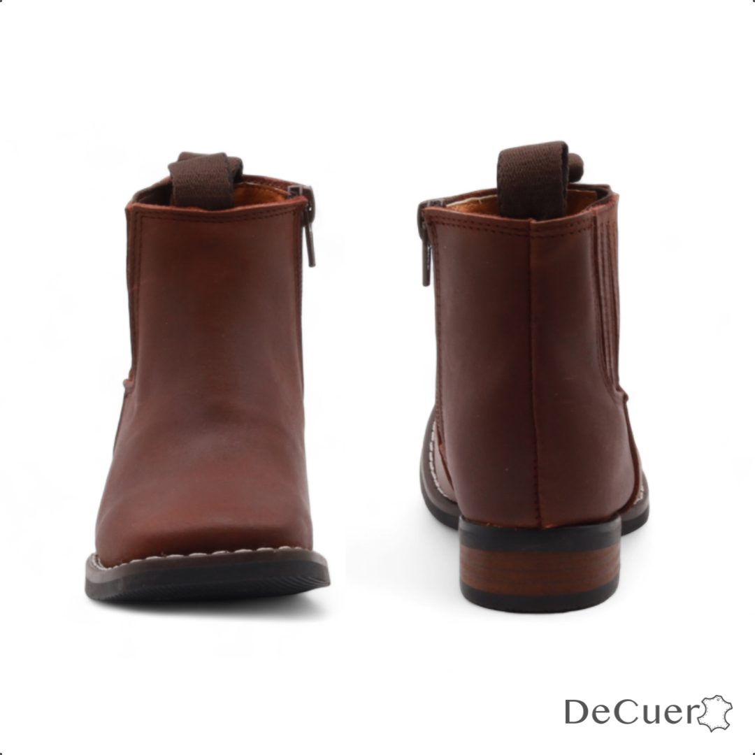Evan Kids Brown Leather Short Boots