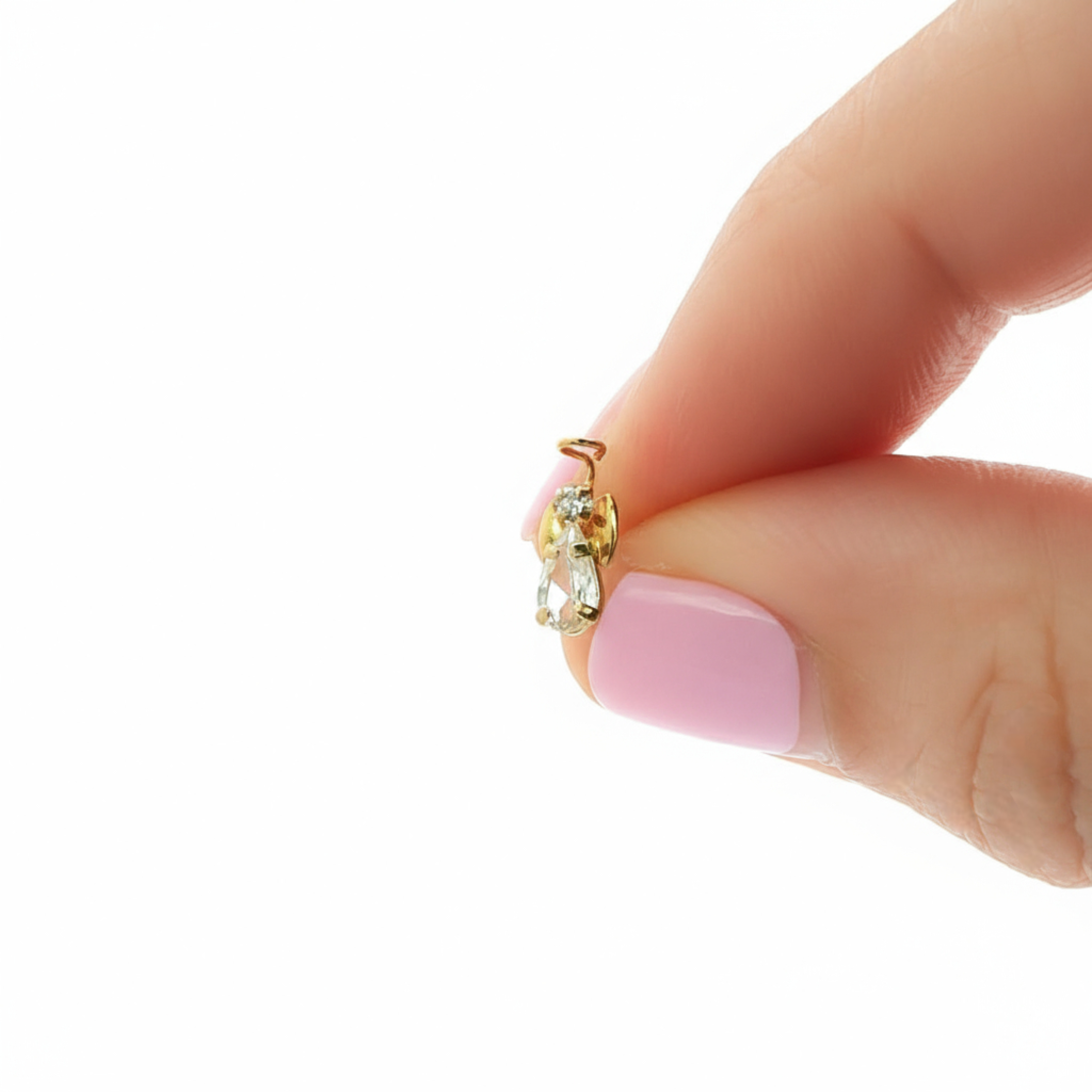 Yellow Gold 10K Angel Stud Earrings with Pear Cut CZ