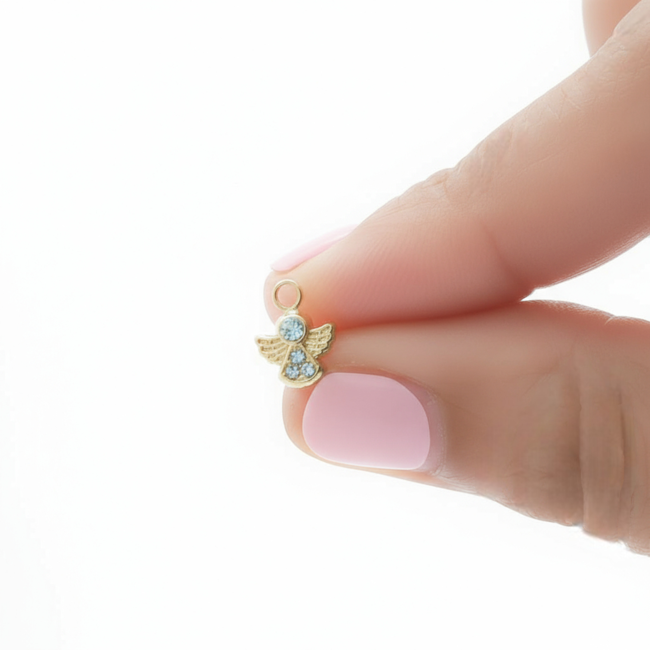 10K Yellow Gold Angel Stud Earrings with cz stones