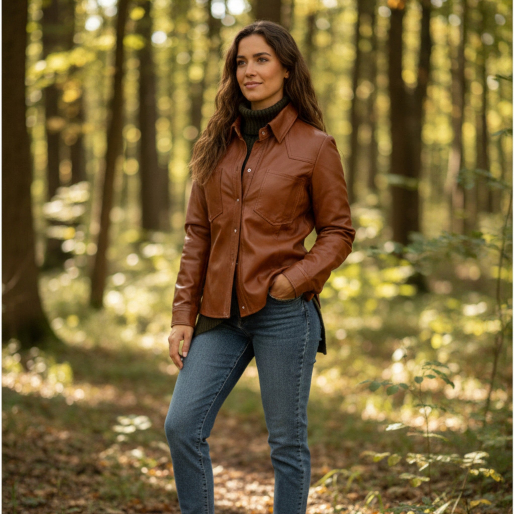 Aurora Women's Camel Leather Camisole