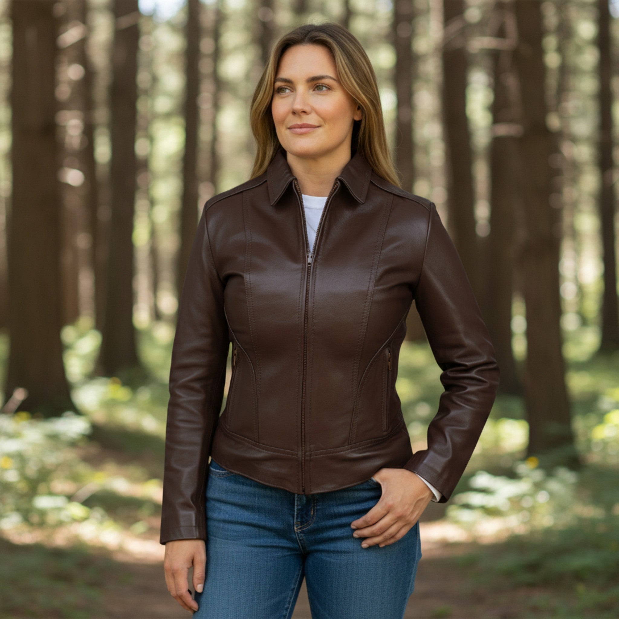 Beatrice Women's Brown Leather Jacket
