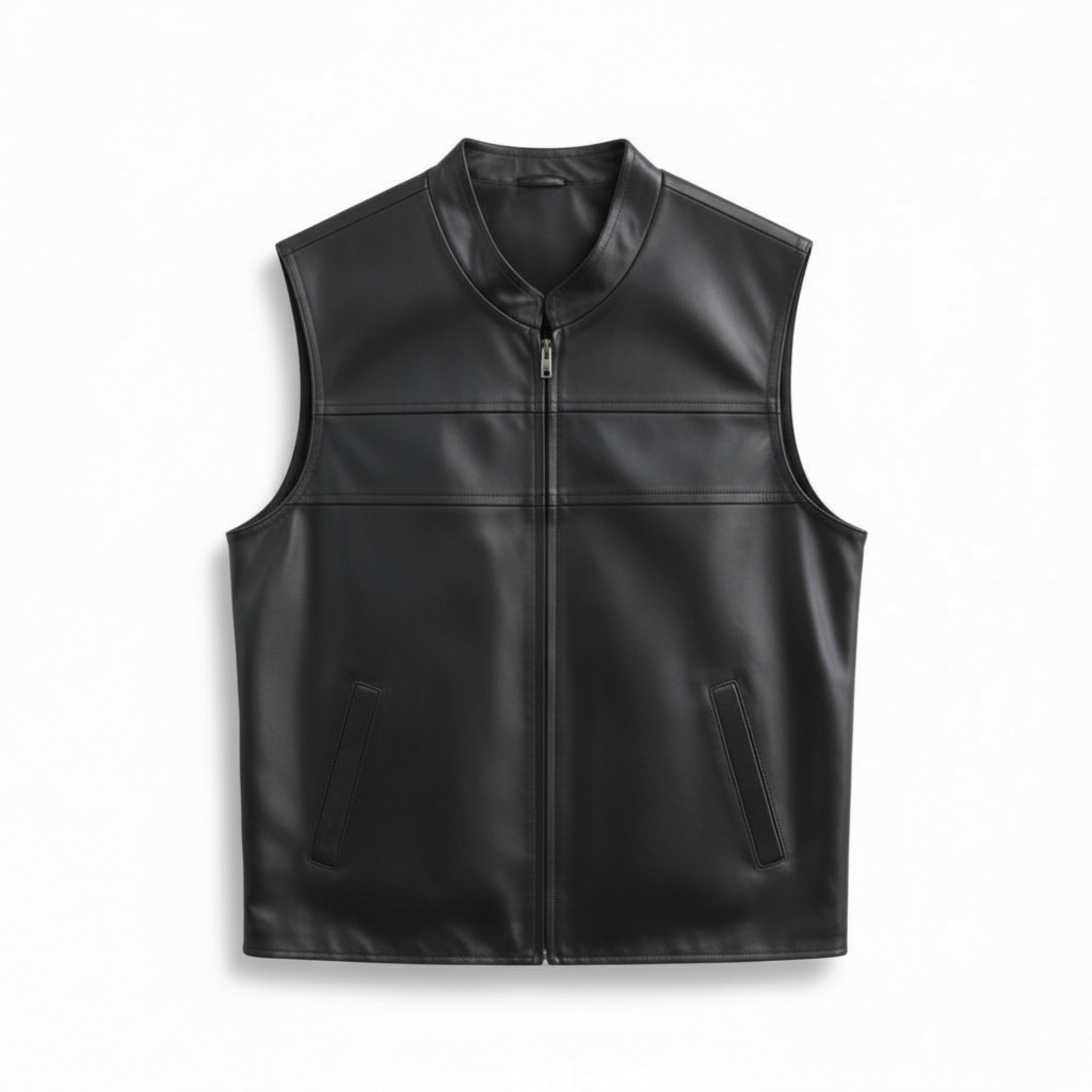 Edgar Men's Black Leather Vest