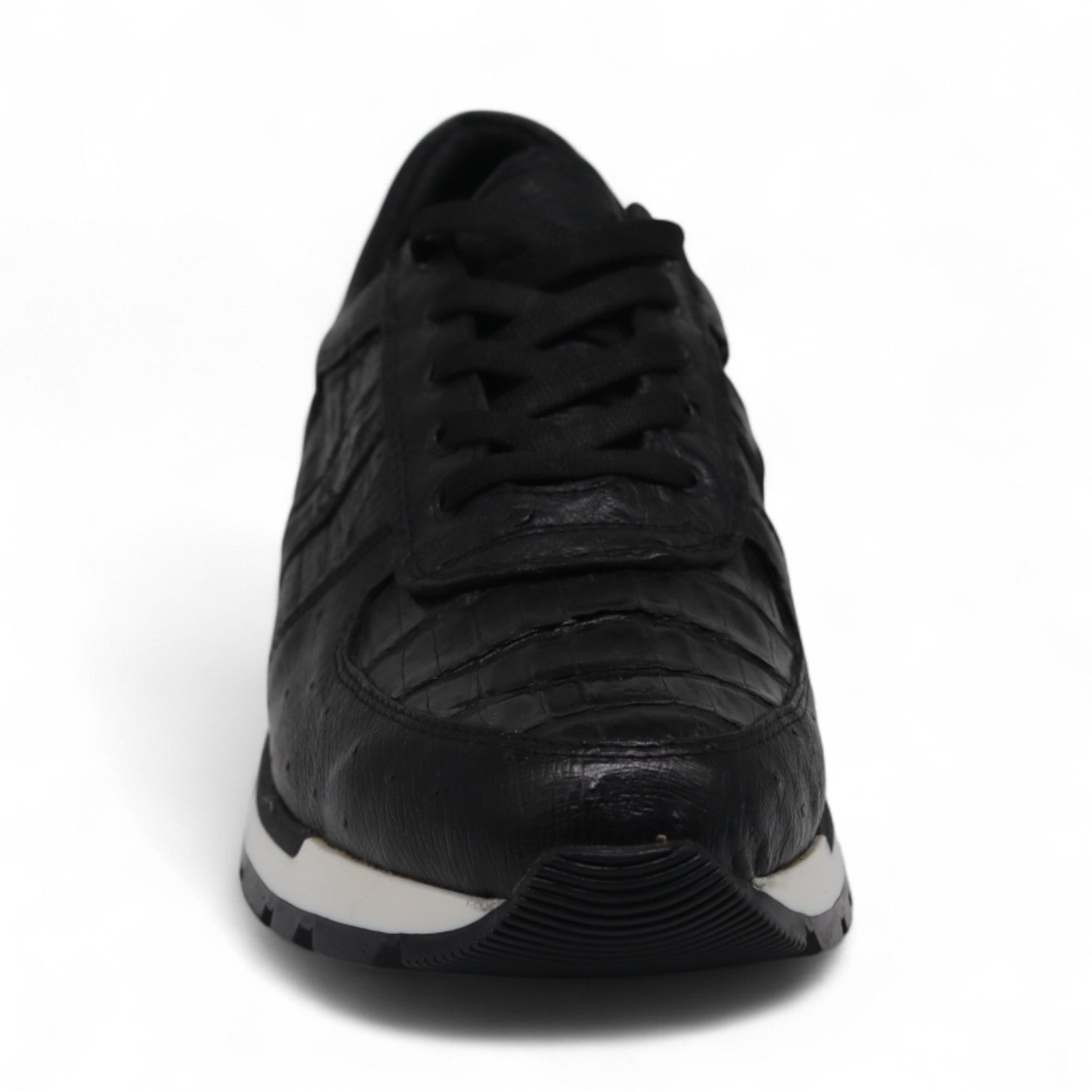 Fabio Men's Black Croc Belly Exotic Leather Sneakers