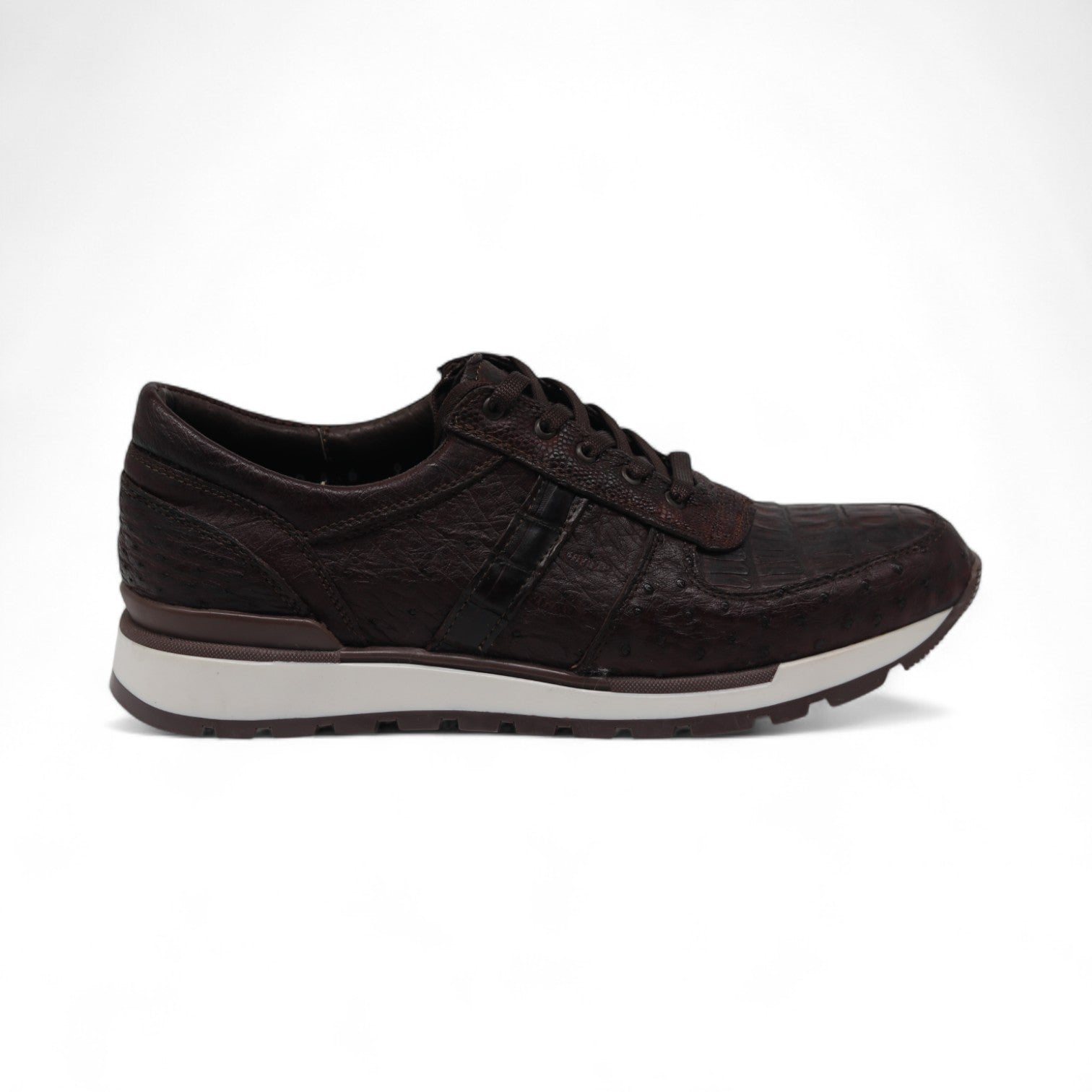 Fabio Men's Brown Croc Belly Exotic Leather Sneakers