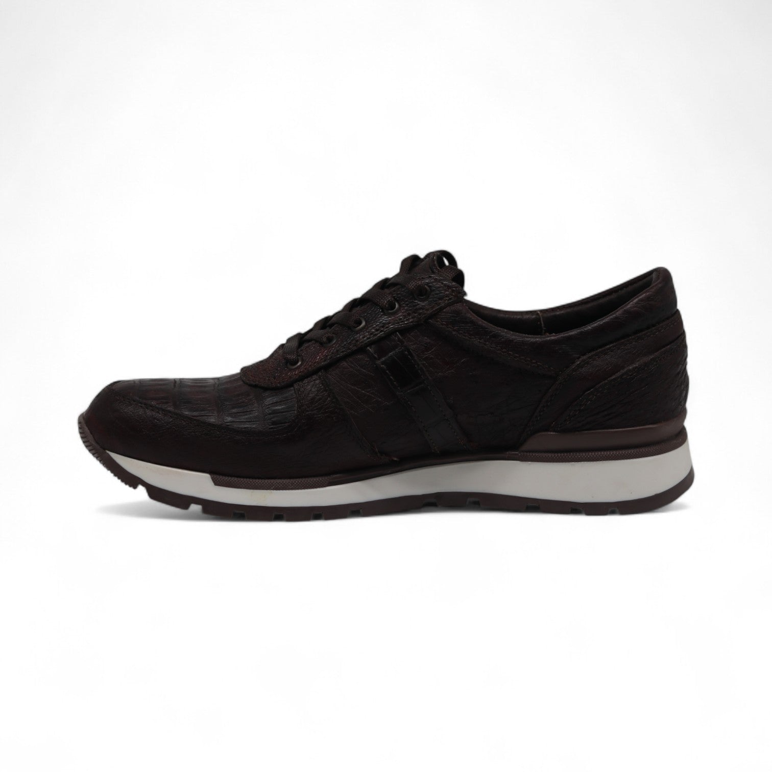 Fabio Men's Brown Croc Belly Exotic Leather Sneakers