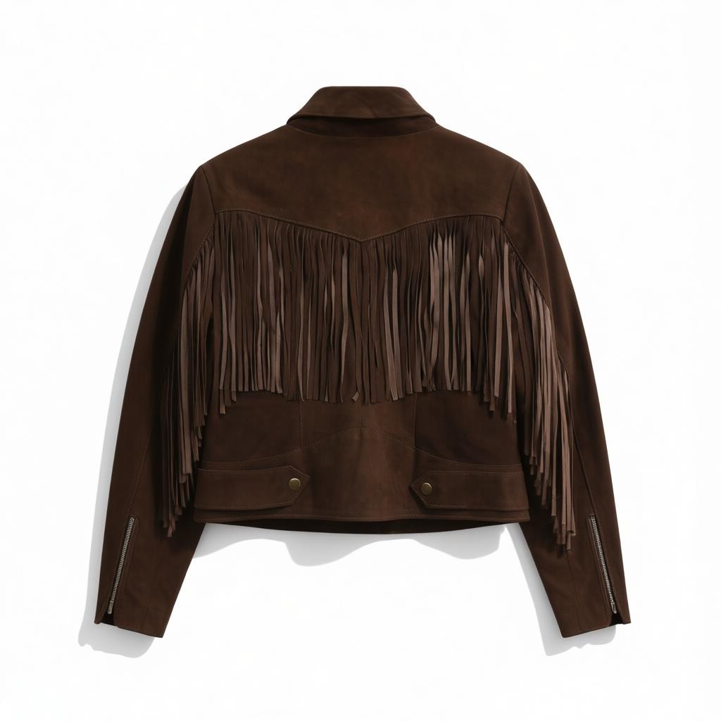 Giulia Women's Brown Leather Jacket with Fringes