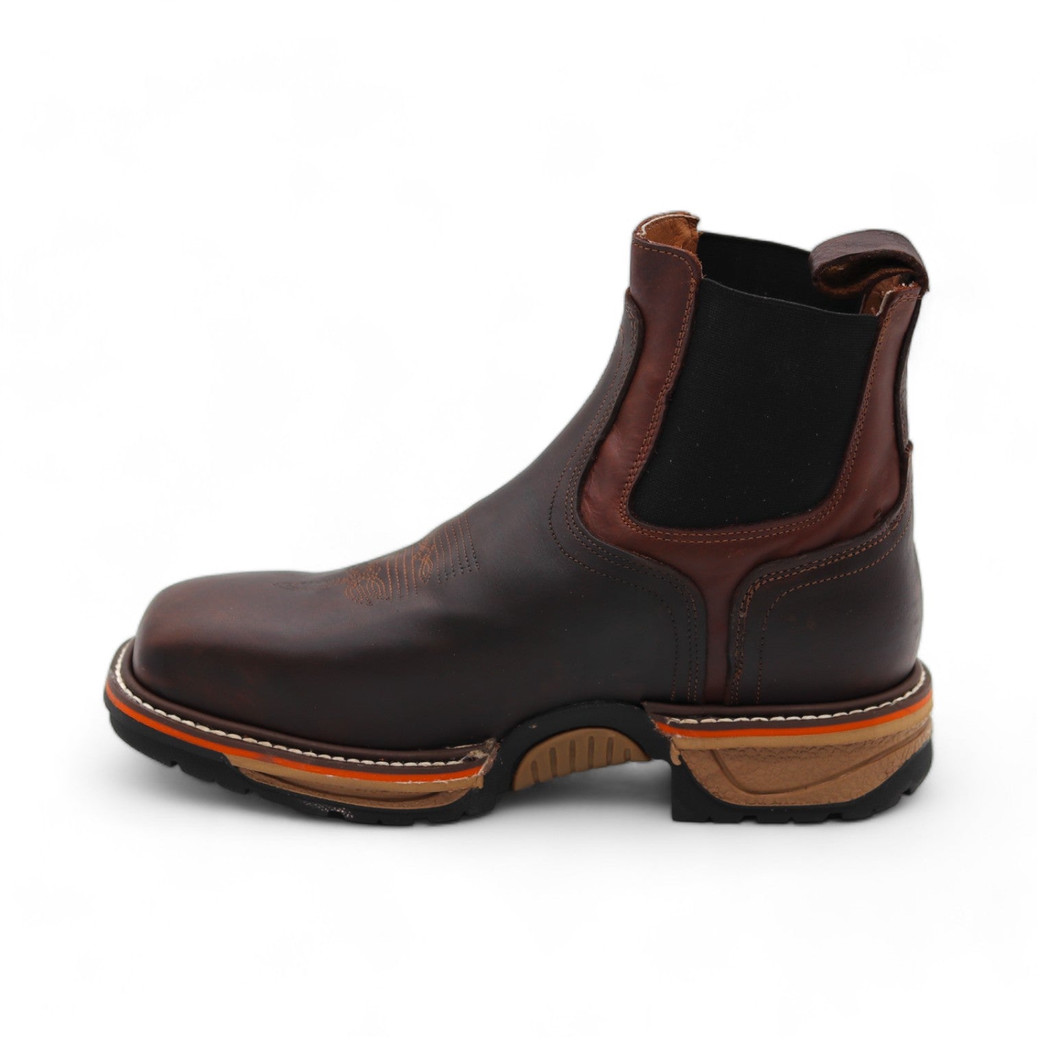 Plano Men's Fox Print Brown Leather Short Boots