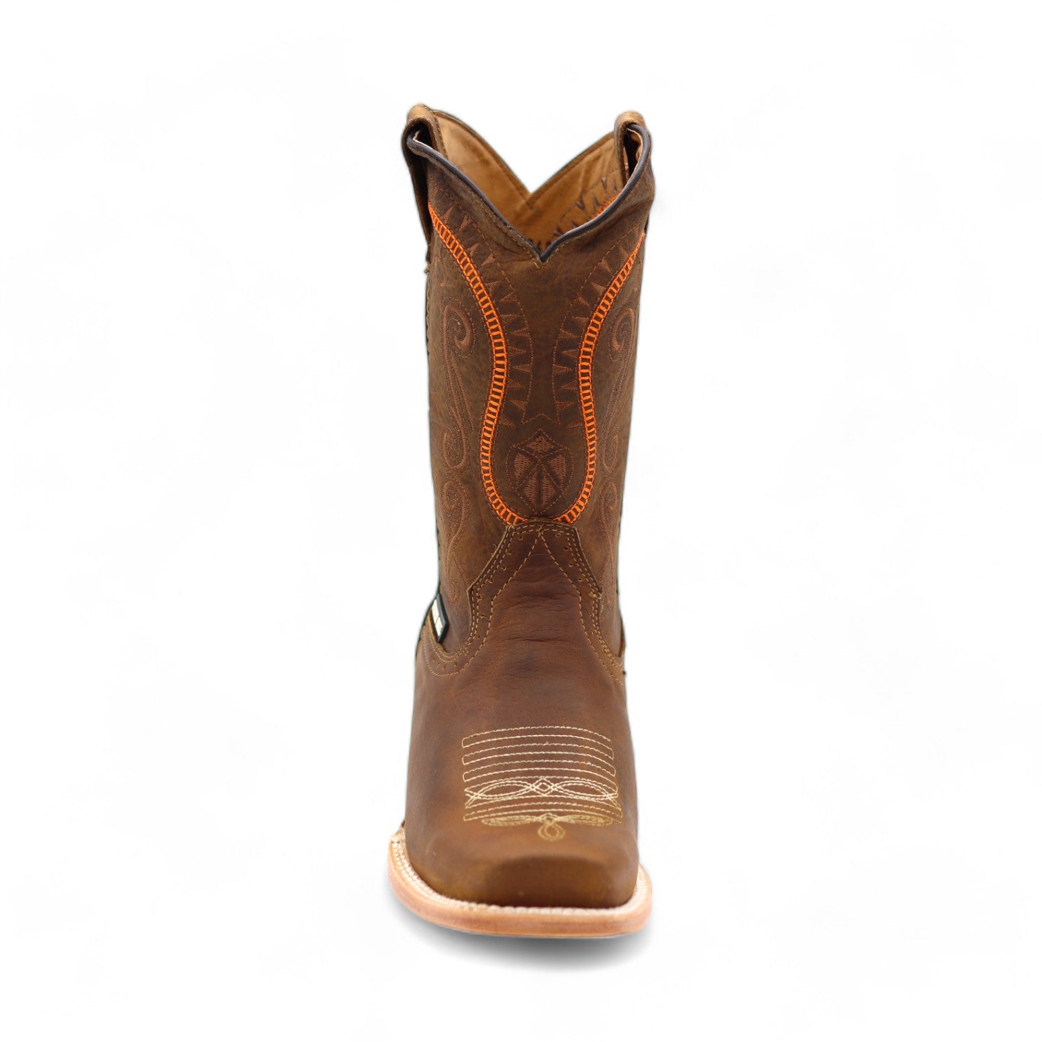 Houston Men's Elephant Print Brown Leather Boots