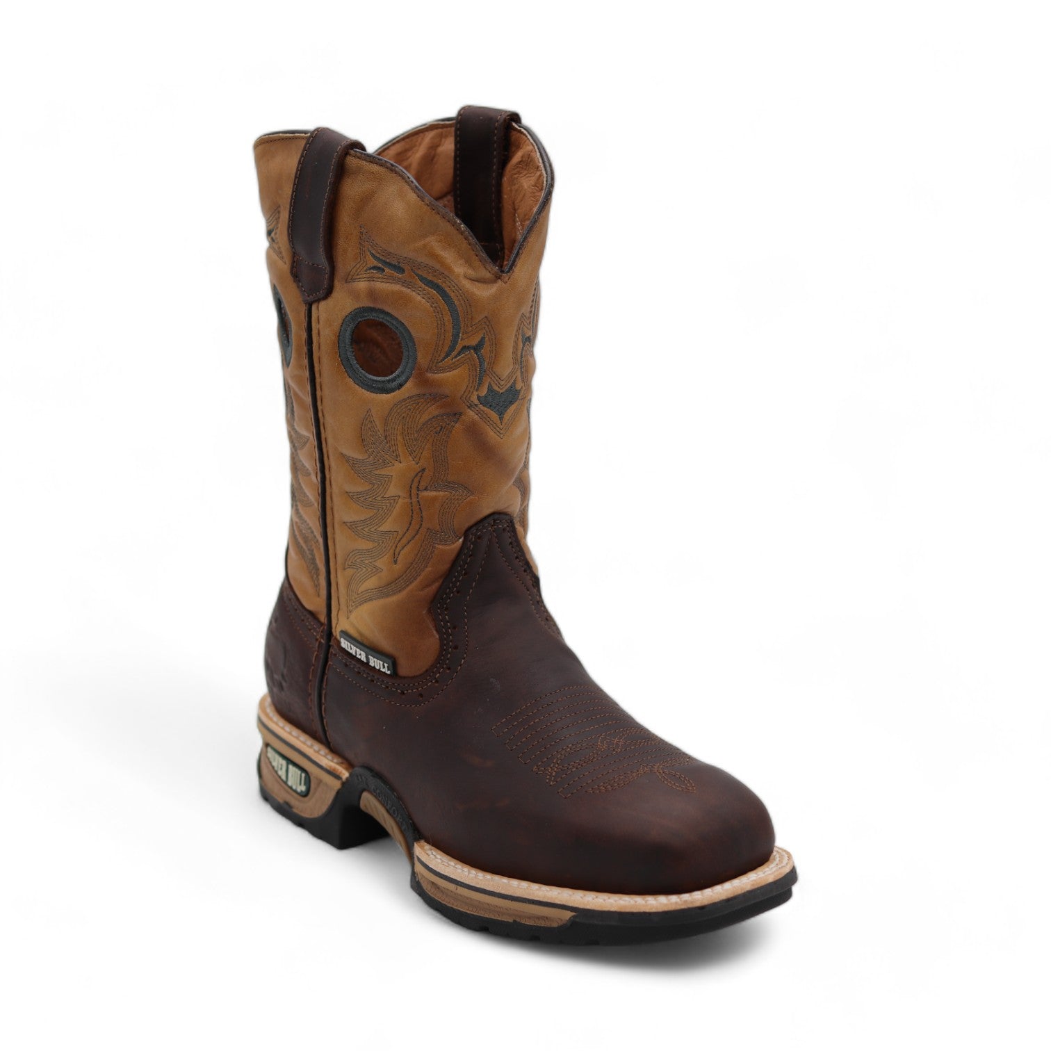 Dallas Men's Fox Print Brown and Honey Leather Boots