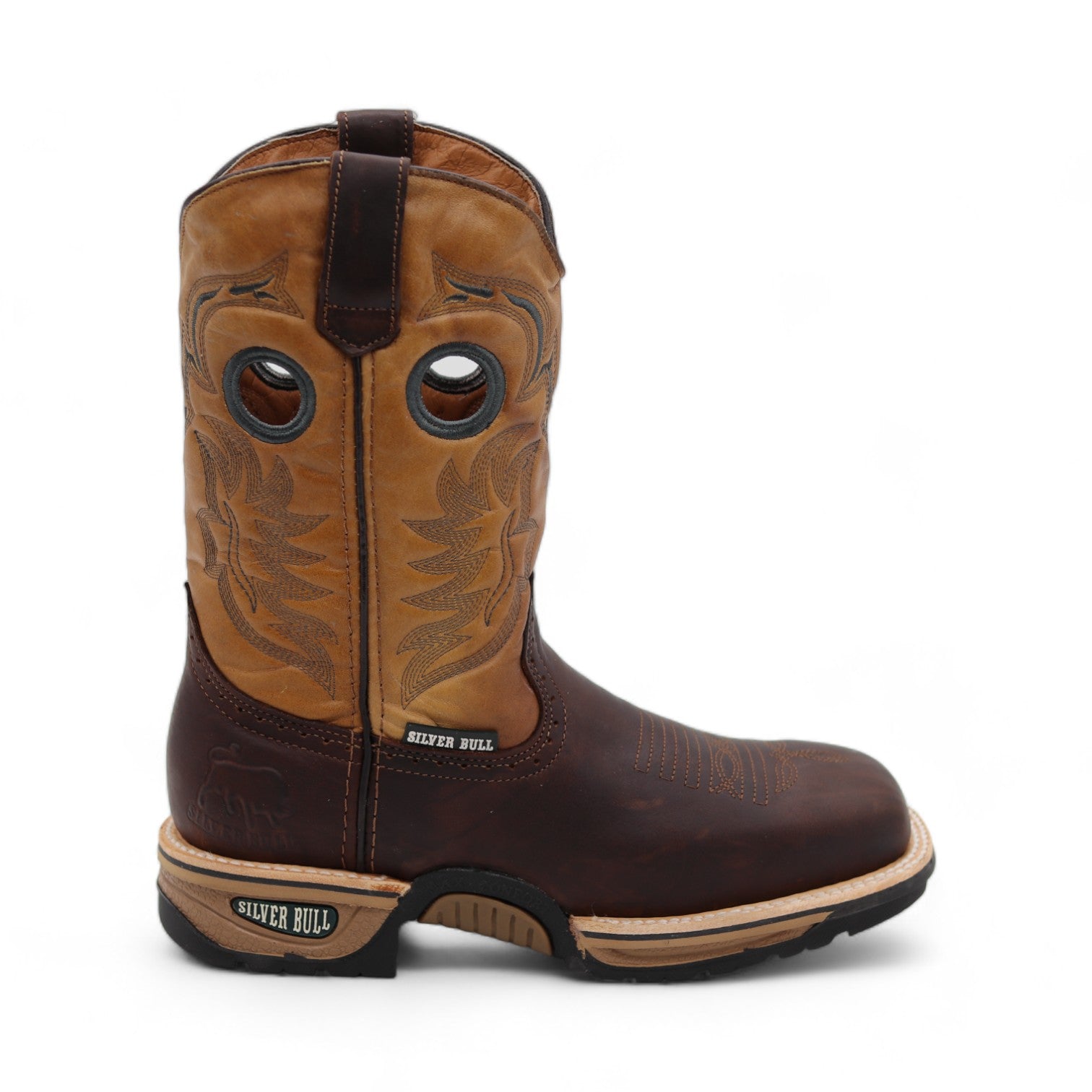 Dallas Men's Fox Print Brown and Honey Leather Boots