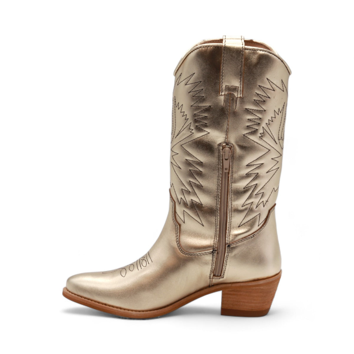 Light Taupe Golden Metallic Cowgirl Boots main image 1