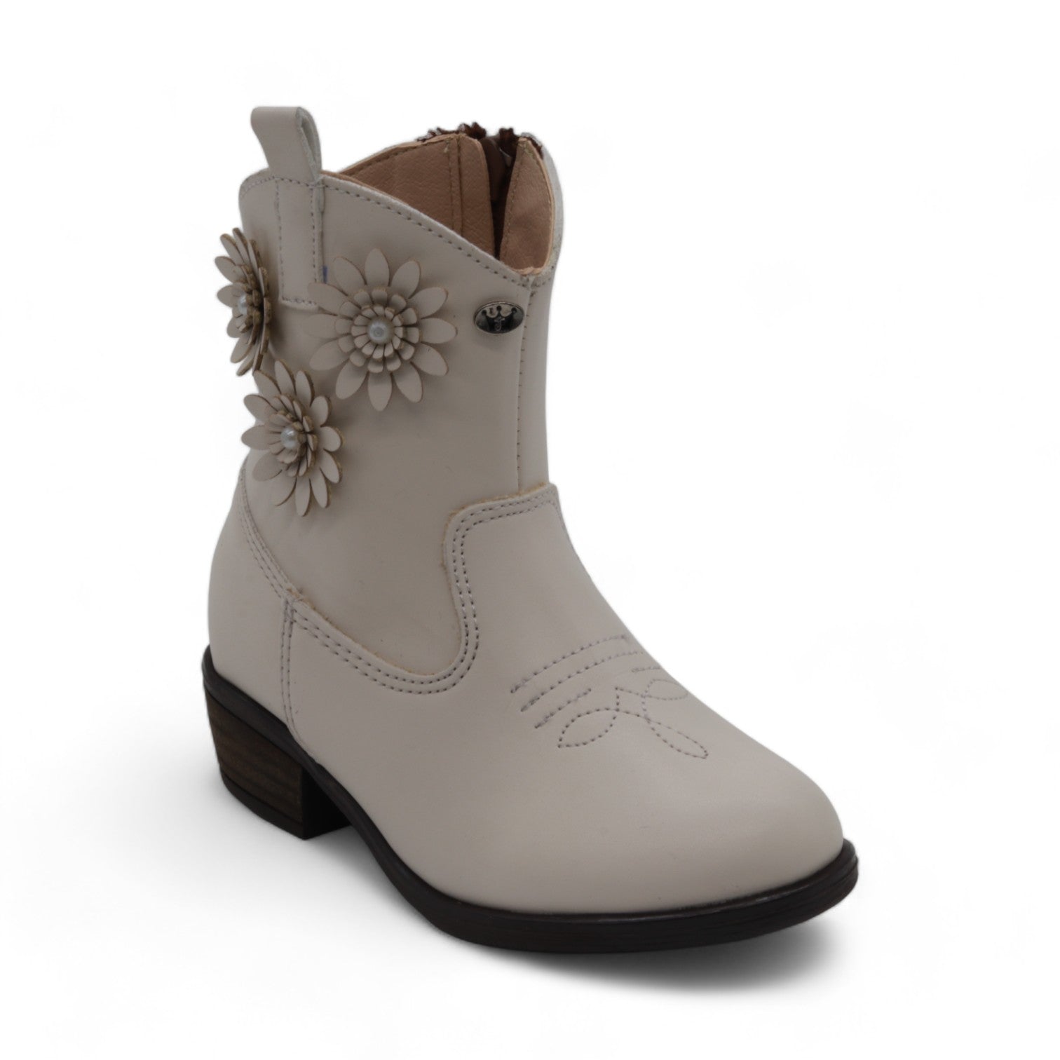 Country Girl Girl's White Faux Leather Boots