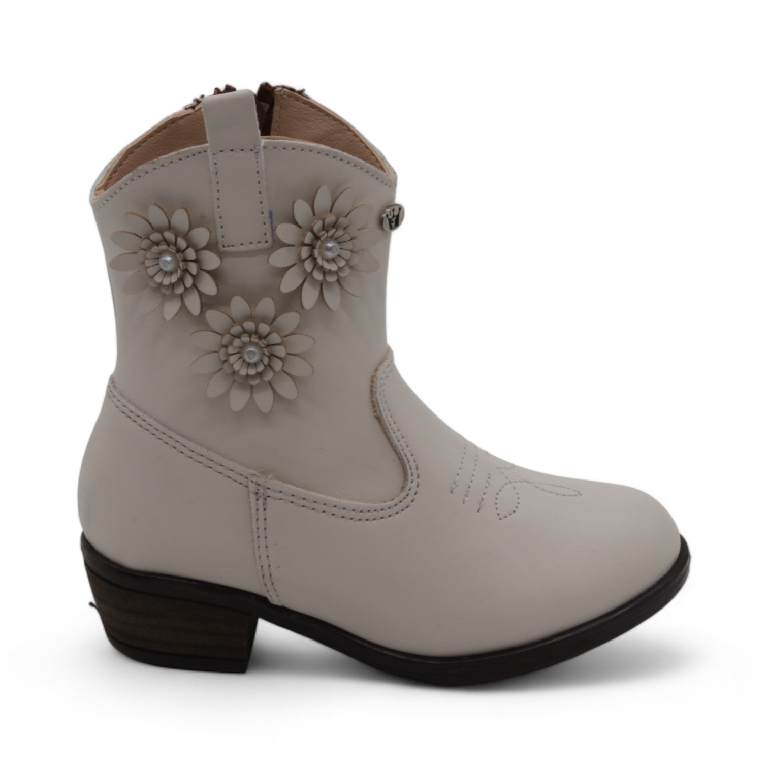 Country Girl Girl's White Faux Leather Boots