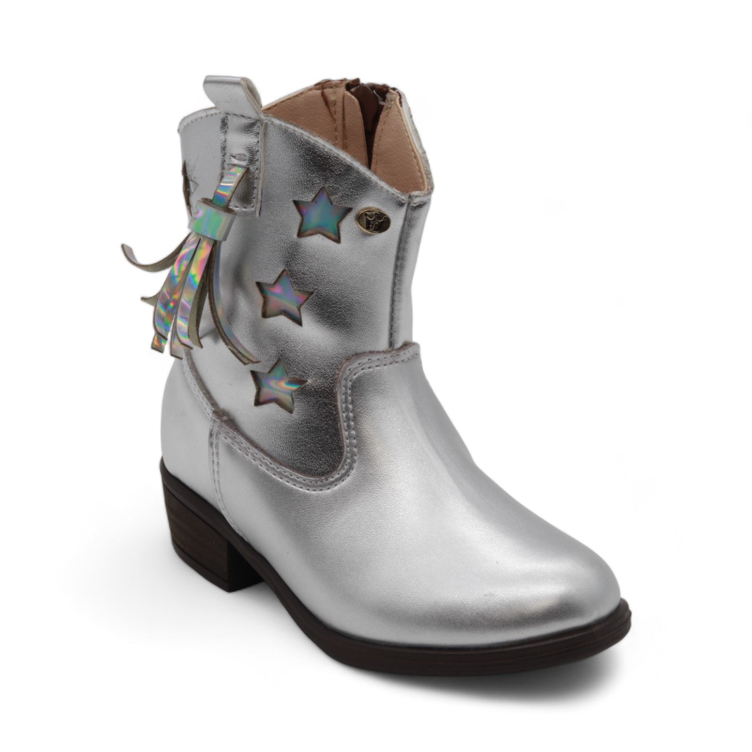 Taylor Girl's Metallic Silver Faux Leather Boots