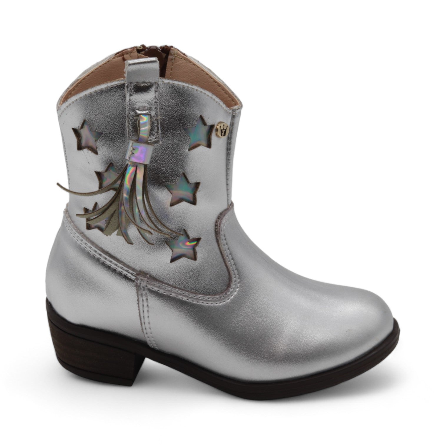 Taylor Girl's Metallic Silver Faux Leather Boots