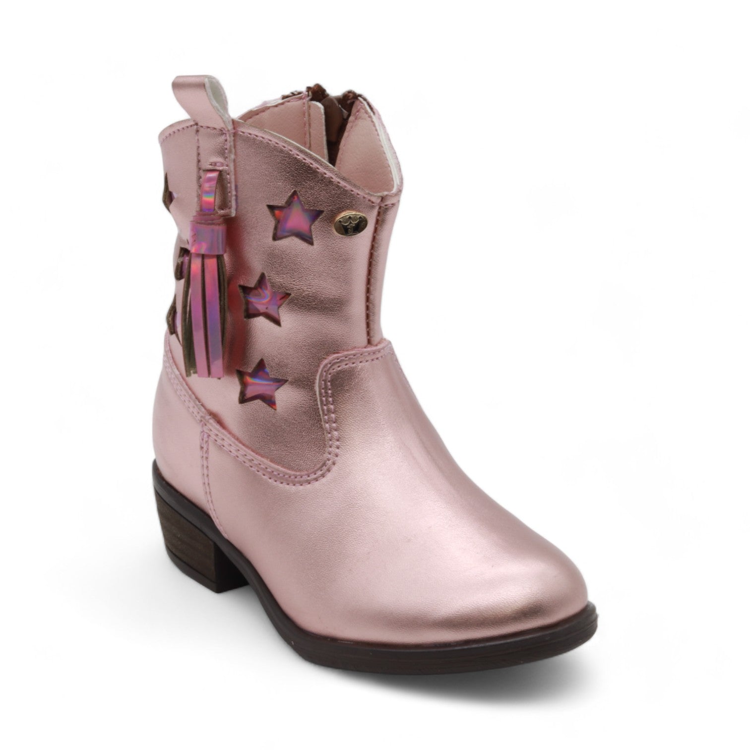 Taylor Girl's Metallic Pink Faux Leather Boots