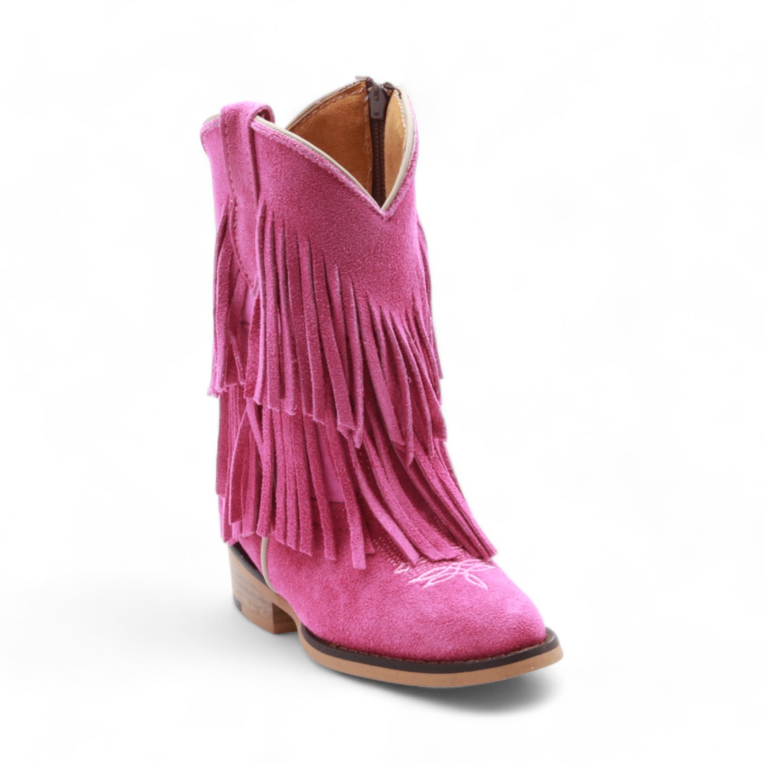 Ella Kids Pink Suede Leather Boots