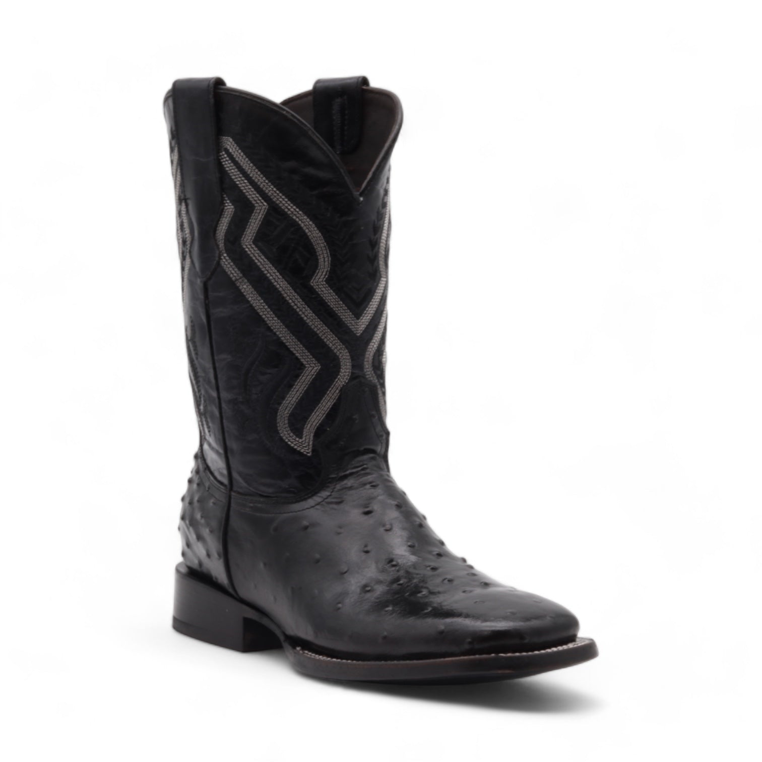 Vermont Men's Black Ostrich Print Leather Boots