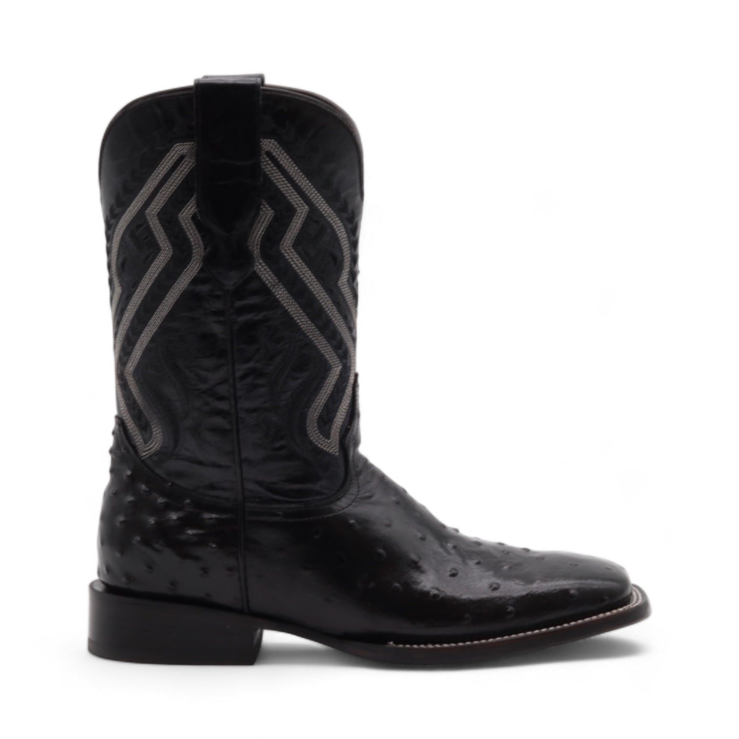 Vermont Men's Black Ostrich Print Leather Boots