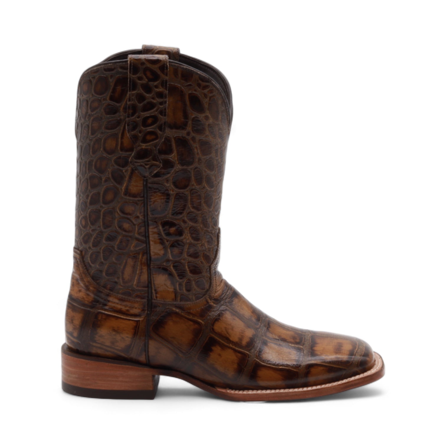 Montana Men's Brown Alligator Print Leather Boots