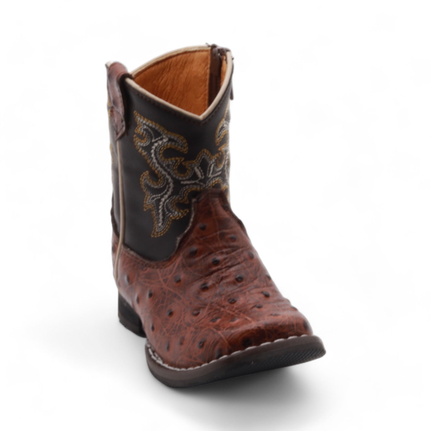 Cedric Kids Shedron Ostrich Print Leather Boots