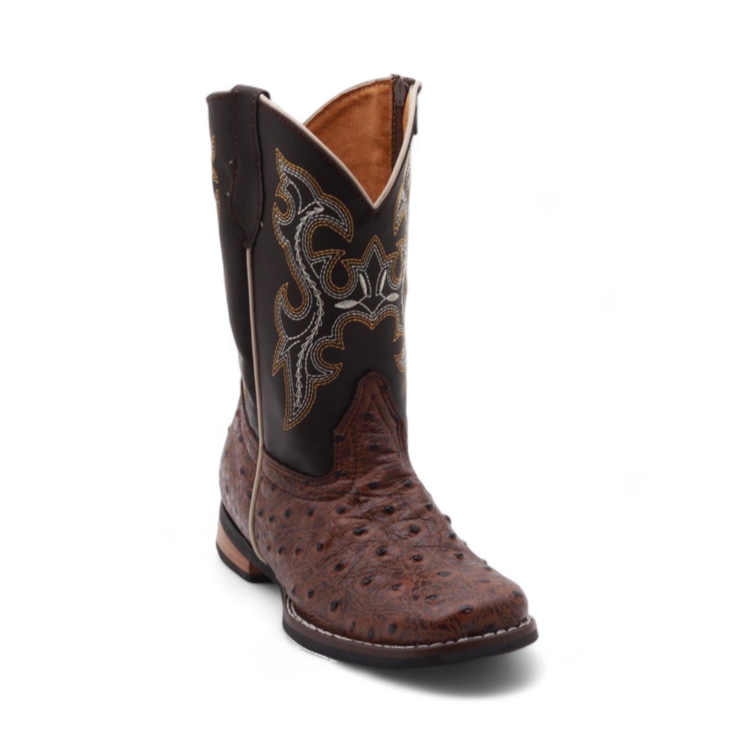 Cedric Juniors Shedron Ostrich Print Leather Boots