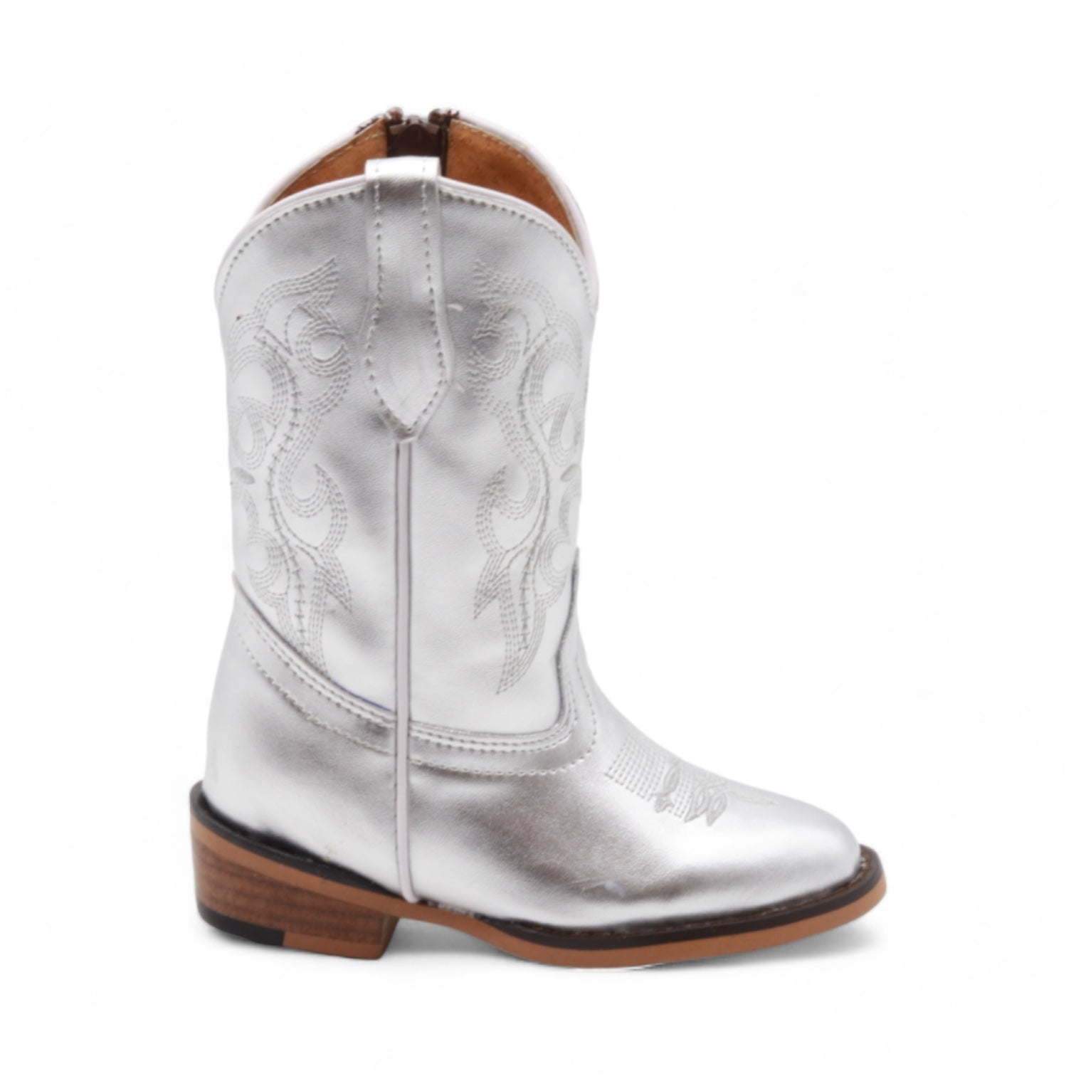 Sadie Kids Silver Leather Boots