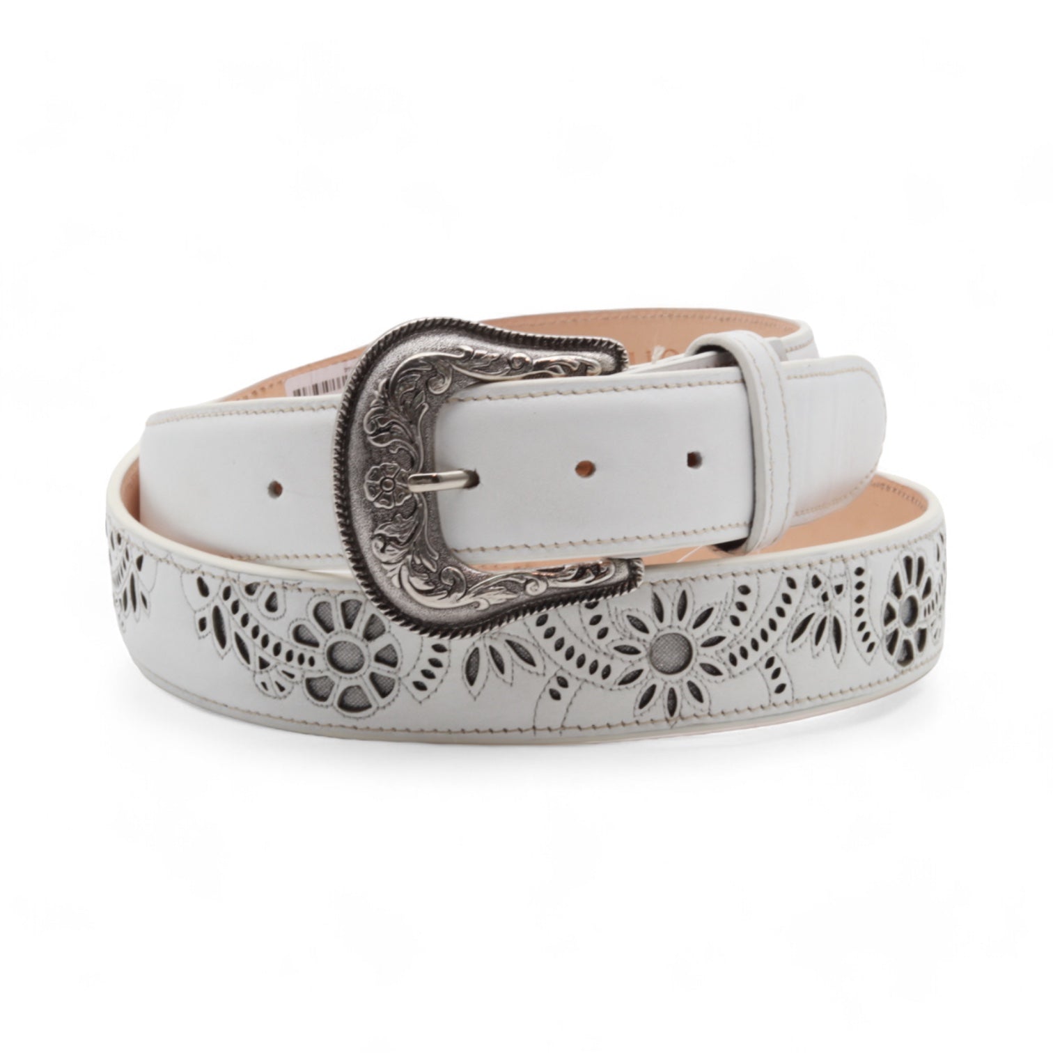 California White Leather Belt